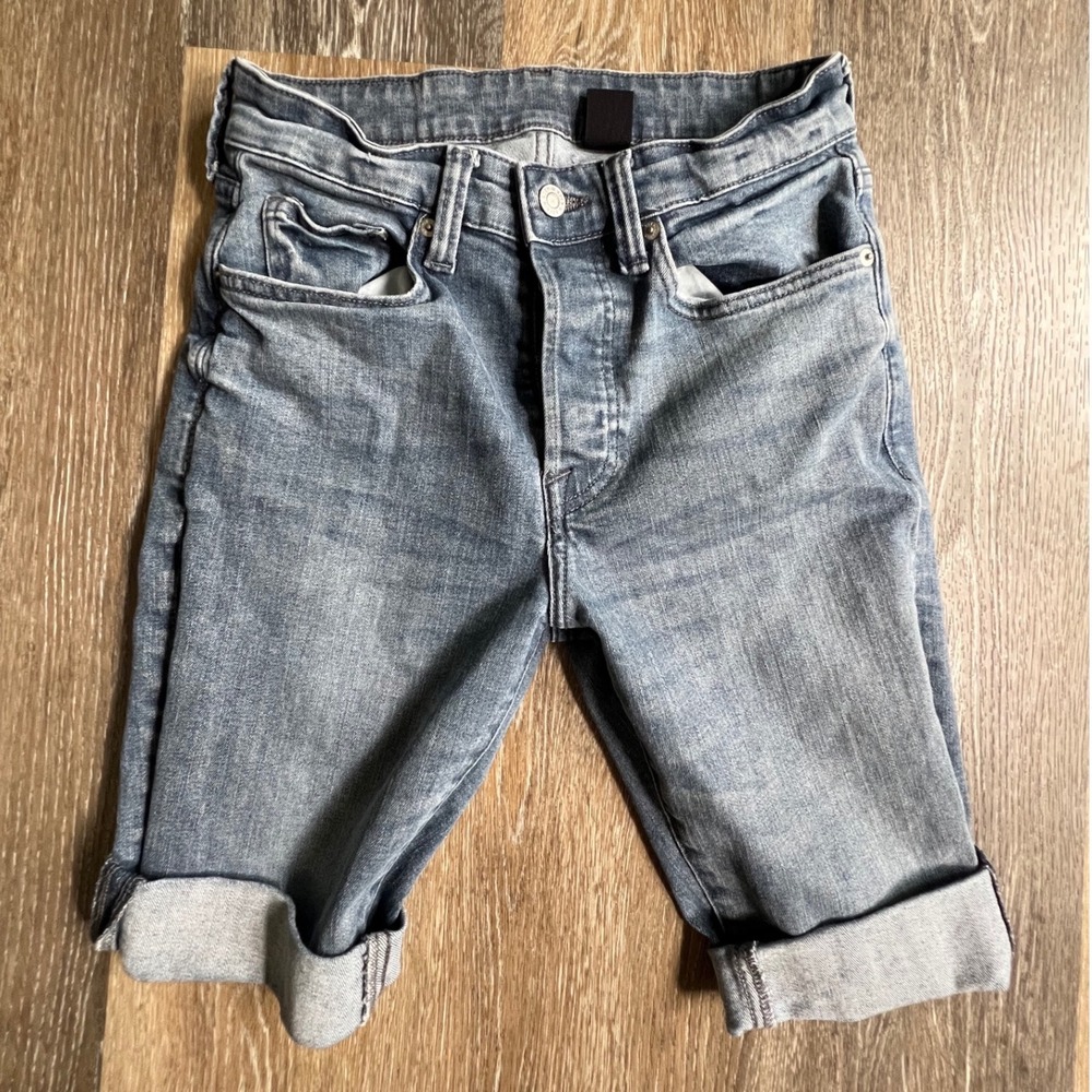 H&M‎ Denim Shorts Mens 29 Blue Skinny Fit Cuffed Hem Casual Summer 2582